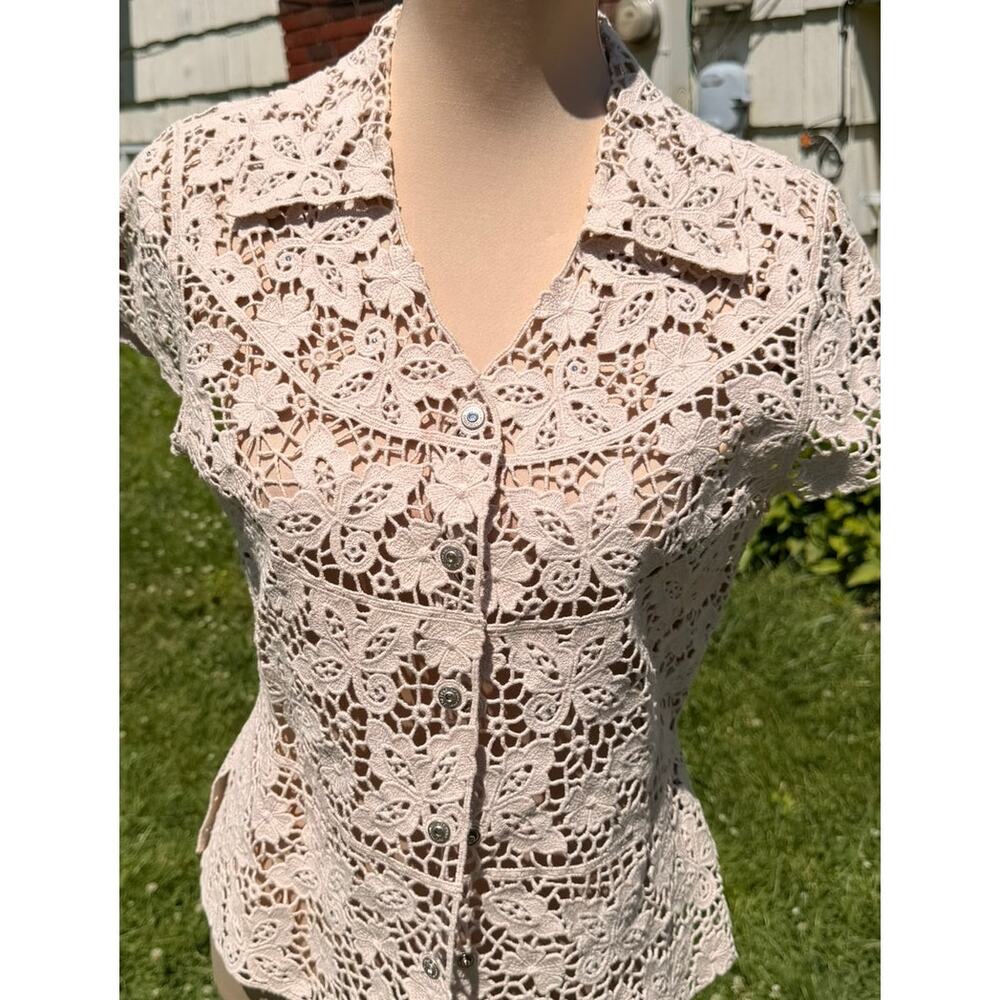 LACE VEST acezung Jean Couture Lace Vest tunic -  waist length